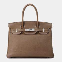 Hermes Etoupe Togo Leather Birkin 30 Tote Bag