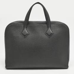 Hermes Noir Togo Leather Victoria Light Briefcase