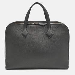 Hermes Noir Togo Leather Victoria Light Briefcase