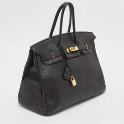 Hermes Noir Togo Leather Gold Finish Birkin 35 Bag