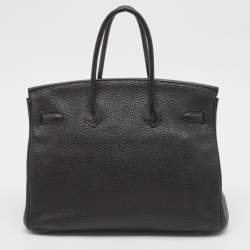 Hermes Noir Togo Leather Gold Finish Birkin 35 Bag