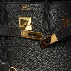Hermes Noir Togo Leather Gold Finish Birkin 35 Bag