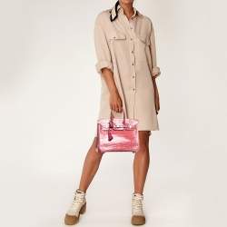 Hermes Rose Tyrien Shiny Niloticus Crocodile Palladium Finish Birkin 25 Bag
