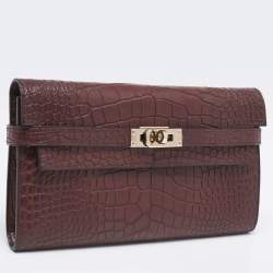 Hermes Bourgogne Matte Alligator Kelly Longue Wallet