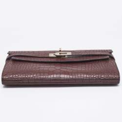 Hermes Bourgogne Matte Alligator Kelly Longue Wallet