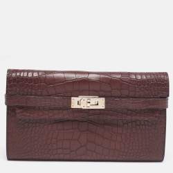 Hermes Bourgogne Matte Alligator Kelly Longue Wallet
