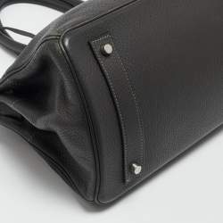 Hermes Graphite Taurillon Clemence Leather Palladium Finish JPG Shoulder Birkin 42 Bag