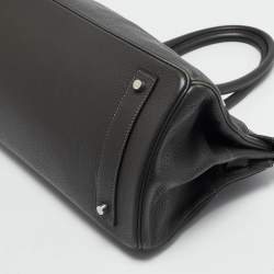 Hermes Graphite Taurillon Clemence Leather Palladium Finish JPG Shoulder Birkin 42 Bag