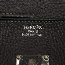 Hermes Graphite Taurillon Clemence Leather Palladium Finish JPG Shoulder Birkin 42 Bag