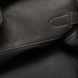 Hermes Graphite Taurillon Clemence Leather Palladium Finish JPG Shoulder Birkin 42 Bag