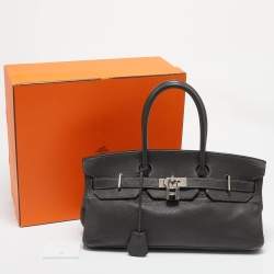 Hermes Graphite Taurillon Clemence Leather Palladium Finish JPG Shoulder Birkin 42 Bag