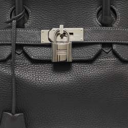 Hermes Graphite Taurillon Clemence Leather Palladium Finish JPG Shoulder Birkin 42 Bag