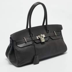 Hermes Graphite Taurillon Clemence Leather Palladium Finish JPG Shoulder Birkin 42 Bag