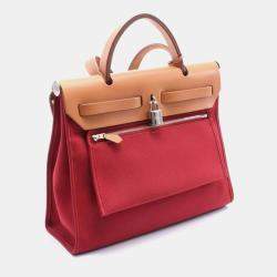 Pre Owned Hermes Toile & Vache Hunter Herbag Zip 31 Satchel Bag