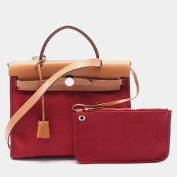 Pre Owned Hermes Toile & Vache Hunter Herbag Zip 31 Satchel Bag