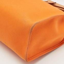 Pre Owned Hermes Orange/Natural Toile and Vache Hunter Herbag 31 Bag