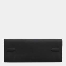 Hermes Noir Swift Leather Shadow Birkin Cut Clutch Bag