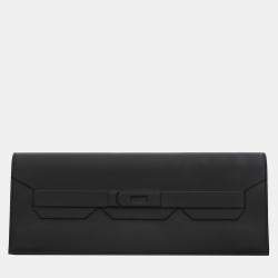 Hermes Noir Swift Leather Shadow Birkin Cut Clutch Bag