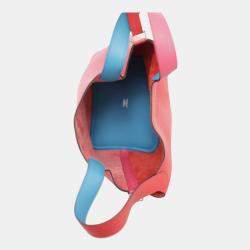 Hermes Rouge de Coeur, Rose Extreme & Bleu Zanzibar Clemence Leather Picotin Lock 18 Bag