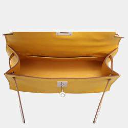 Hermes Jaune d'Or Swift Calfskin Leather Kelly Pochette Clutch Bag