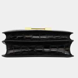 Hermes Noir & Rouge H Alligator Leather Verso Constance 24 Shoulder Bag