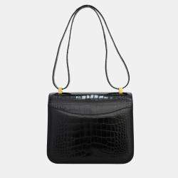 Hermes Noir & Rouge H Alligator Leather Verso Constance 24 Shoulder Bag