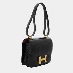 Hermes Noir & Rouge H Alligator Leather Verso Constance 24 Shoulder Bag