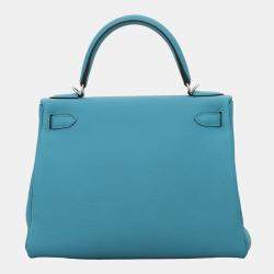 Hermes Turquoise Togo Leather Kelly 28 Shoulder Bag