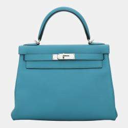 Hermes Turquoise Togo Leather Kelly 28 Shoulder Bag