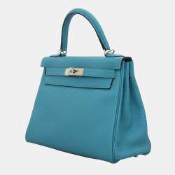 Hermes Turquoise Togo Leather Kelly 28 Shoulder Bag