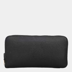 Hermes Black Leather Zipped Long Wallet