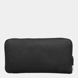 Hermes Black Leather Zipped Long Wallet