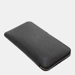 Hermes Black Leather Zipped Long Wallet