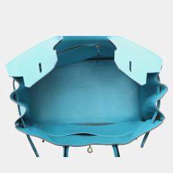 مملوكة مسبقًا Hermes Turquoise Swift Calfskin Birkin 35 Top Handle Bag