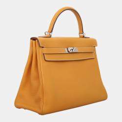 Hermes Moutarde Clemence Leather Kelly 32 Amazone Bag