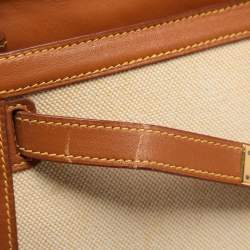Hermes Natural Barenia Leather and Toile Canvas Gold Hardware Kelly Sellier 32 Bag