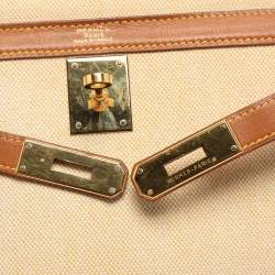 Hermes Natural Barenia Leather and Toile Canvas Gold Hardware Kelly Sellier 32 Bag