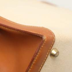 Hermes Natural Barenia Leather and Toile Canvas Gold Hardware Kelly Sellier 32 Bag