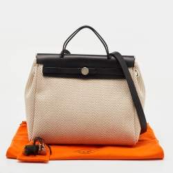 Hermes Black Toile Canvas and Vache Hunter 2in1 Herbag Zip 31 Bag
