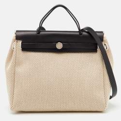 Hermes Black Toile Canvas and Vache Hunter 2in1 Herbag Zip 31 Bag