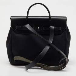 Hermes Black Toile Canvas and Vache Hunter 2in1 Herbag PM Backpack