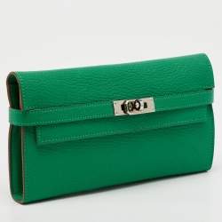 Hermes Menthe Chevre Mysore Leather Kelly Classic Wallet