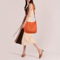 Hermes Orange Taurillon Clemence Leather Evelyne III GM Bag