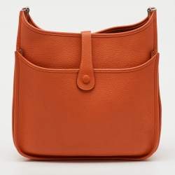 Hermes Orange Taurillon Clemence Leather Evelyne III GM Bag