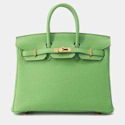 Hermes Vert Yucca Togo Leather Gold Finish Birkin 25 Bag