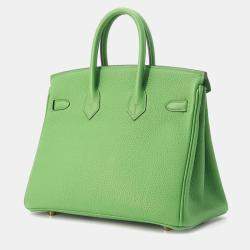 Hermes Vert Yucca Togo Leather Gold Finish Birkin 25 Bag