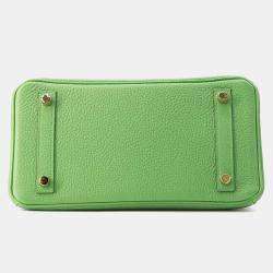 Hermes Vert Yucca Togo Leather Gold Finish Birkin 25 Bag