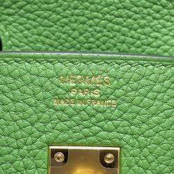 Hermes Vert Yucca Togo Leather Gold Finish Birkin 25 Bag