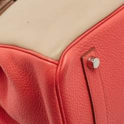 Hermes Rose Jaipur/Argile/Etoupe Taurillon Clemence and Swift Leather Brushed Palladium Finish Birkin 35 Bag