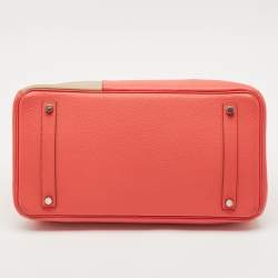 Hermes Rose Jaipur/Argile/Etoupe Taurillon Clemence and Swift Leather Brushed Palladium Finish Birkin 35 Bag